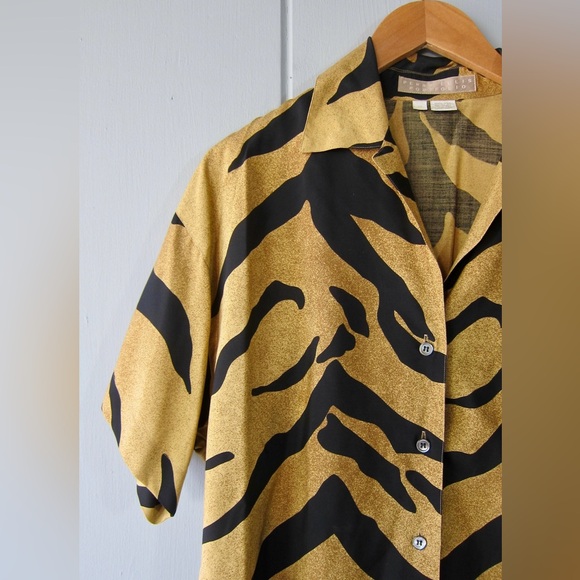 Vintage Animal Print Perry’s Ellis Silk Top - Picture 2 of 6